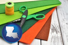 louisiana craft supplies (colorful felt and a pair of scissors)