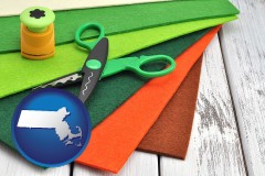 massachusetts craft supplies (colorful felt and a pair of scissors)