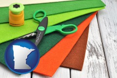 minnesota craft supplies (colorful felt and a pair of scissors)