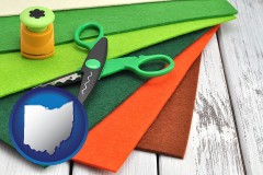 ohio craft supplies (colorful felt and a pair of scissors)