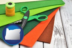 oregon craft supplies (colorful felt and a pair of scissors)