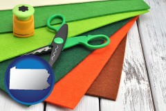 pennsylvania craft supplies (colorful felt and a pair of scissors)