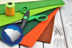 south-carolina craft supplies (colorful felt and a pair of scissors)