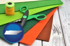 tennessee craft supplies (colorful felt and a pair of scissors)