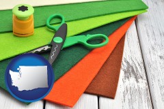 washington craft supplies (colorful felt and a pair of scissors)