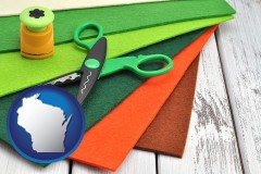 wisconsin craft supplies (colorful felt and a pair of scissors)