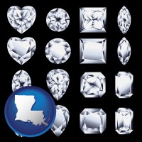 louisiana sixteen diamonds, showing various diamond cuts