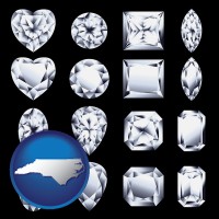 north-carolina sixteen diamonds, showing various diamond cuts