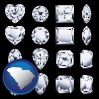 south-carolina sixteen diamonds, showing various diamond cuts