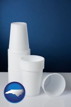 disposable cups - with North Carolina icon