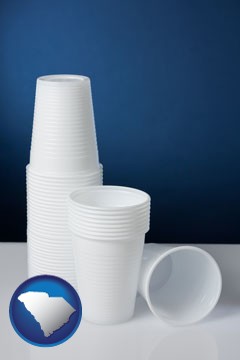 disposable cups - with South Carolina icon