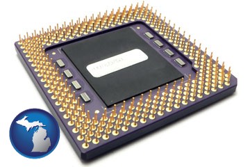 a microprocessor - with Michigan icon