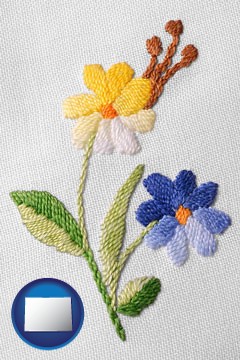hand-embroidered needlework - with Colorado icon