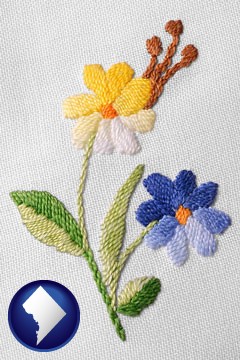 hand-embroidered needlework - with Washington, DC icon