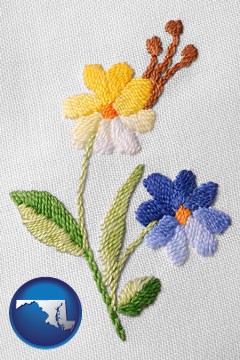 hand-embroidered needlework - with Maryland icon