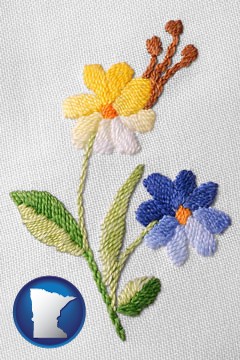 hand-embroidered needlework - with Minnesota icon