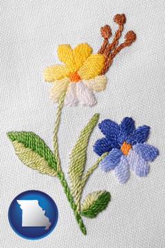 hand-embroidered needlework - with Missouri icon