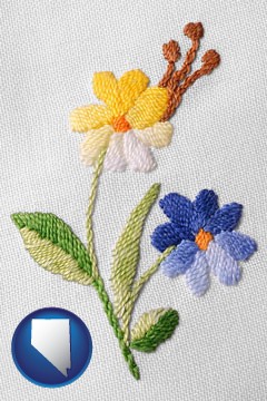 hand-embroidered needlework - with Nevada icon