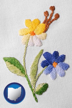 hand-embroidered needlework - with Ohio icon