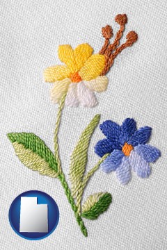 hand-embroidered needlework - with Utah icon