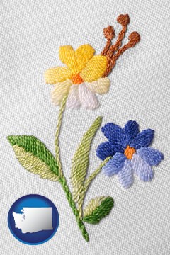 hand-embroidered needlework - with Washington icon