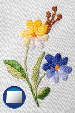 hand-embroidered needlework - with Wyoming icon