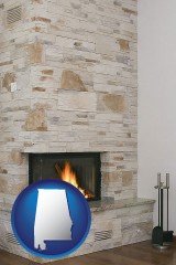 alabama a limestone fireplace