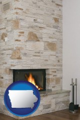 iowa a limestone fireplace