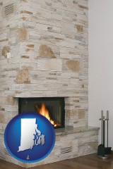 rhode-island a limestone fireplace