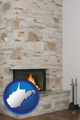 west-virginia a limestone fireplace