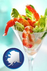 alaska map icon and a shrimp cocktail