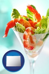 colorado map icon and a shrimp cocktail