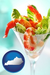 kentucky map icon and a shrimp cocktail
