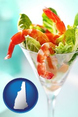 new-hampshire map icon and a shrimp cocktail