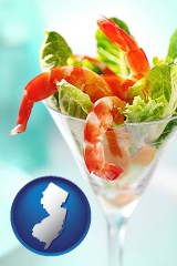 new-jersey map icon and a shrimp cocktail