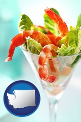 washington map icon and a shrimp cocktail