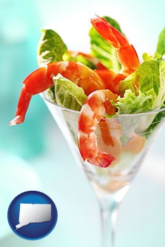 a shrimp cocktail - with Connecticut icon