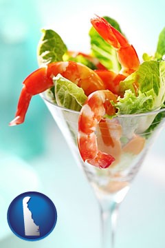 a shrimp cocktail - with Delaware icon