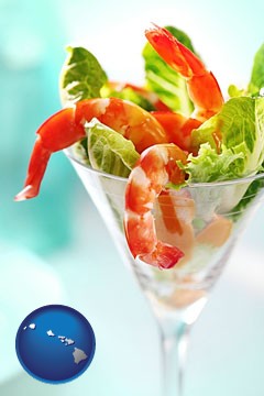 a shrimp cocktail - with Hawaii icon