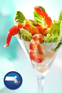 a shrimp cocktail - with Massachusetts icon