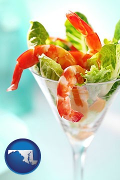 a shrimp cocktail - with Maryland icon