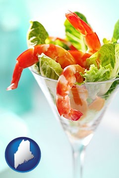 a shrimp cocktail - with Maine icon