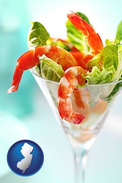 a shrimp cocktail - with New Jersey icon