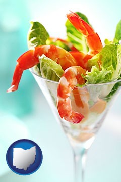 a shrimp cocktail - with Ohio icon