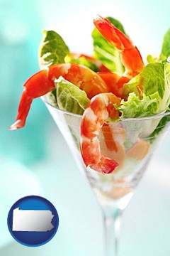 a shrimp cocktail - with Pennsylvania icon