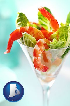 a shrimp cocktail - with Rhode Island icon