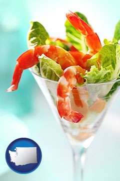 a shrimp cocktail - with Washington icon