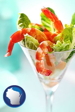 a shrimp cocktail - with Wisconsin icon