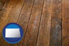 north-dakota map icon and a distressed wood floor