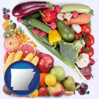 ar map icon and fruits and vegetables